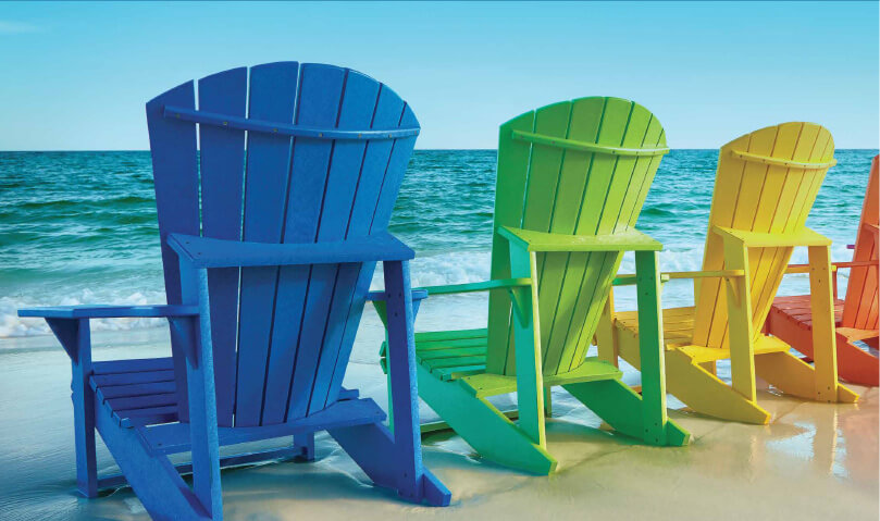 Different coloured Muskoka chairs