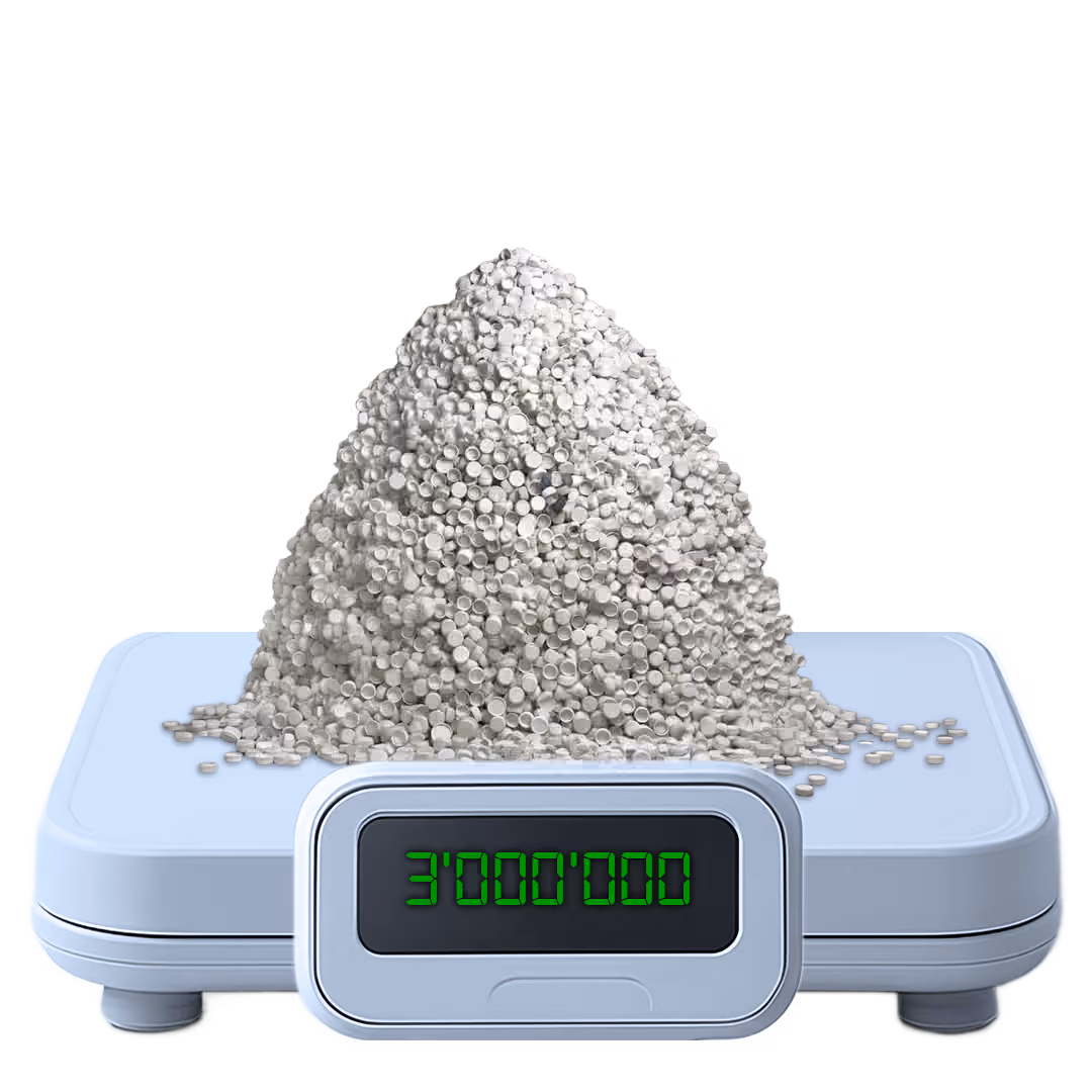 Scale showing 3M tons of recycled HDPE