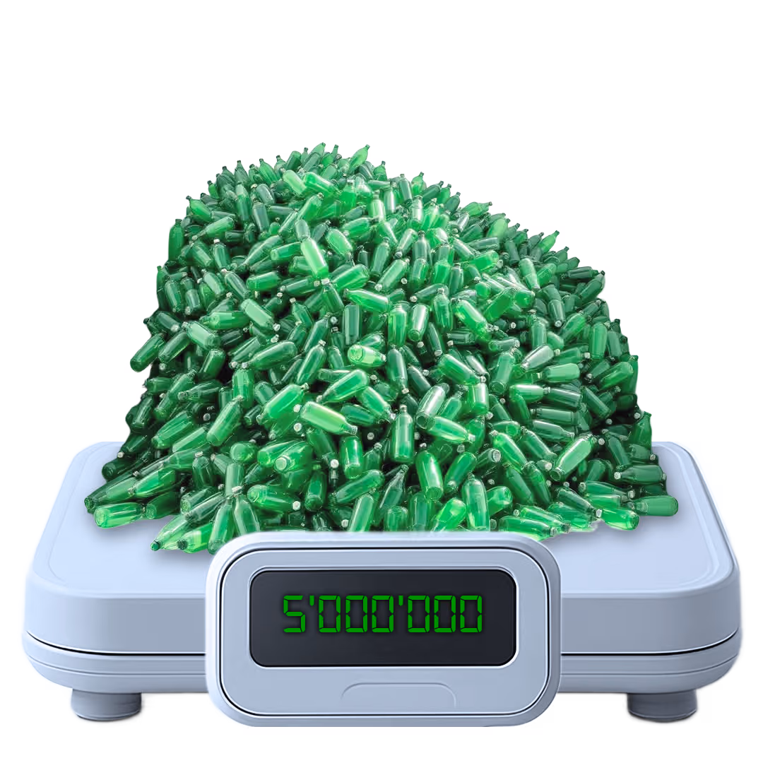 Scale showing 5M tons of recycled green PET