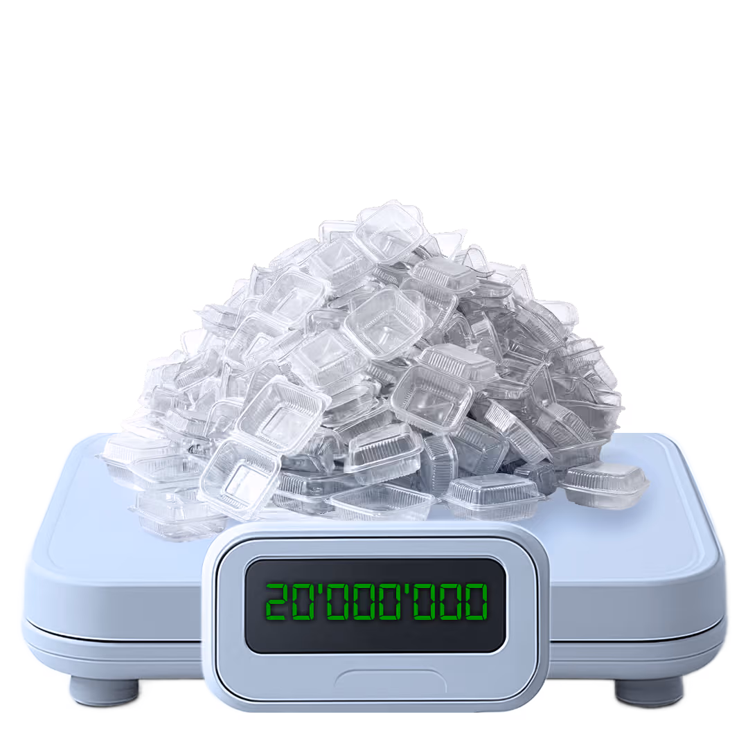 Scale showing 20M tons of recycled plastic
